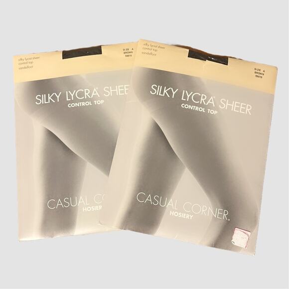NWT Casual Corner Control Top Hosiery Brown Silky Lycra Size A & B Bundle of Two - Picture 1 of 7